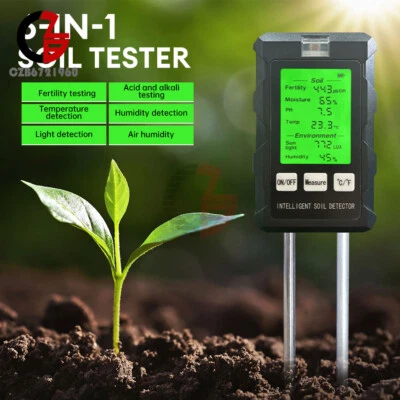 6-in-1 PH Tester Soil Water Moisture Light Test Meter Temperature Humidity Test - Image 1 of 4
