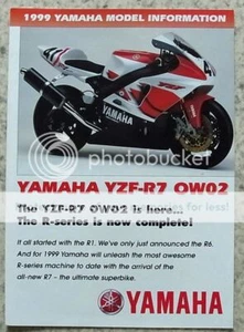 YAMAHA 1999 MODEL INFORMATION Motorcycle Sales Brochure YZF-R7 0W02 FZS600 ++ - Picture 1 of 4