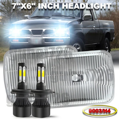 For Nissan D21 Pickup 1986-94 Pair 7x6" Headlights High-Low Beam DRL - Image 1 of 4
