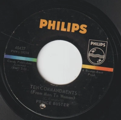 PRINCE BUSTER: Ten Commandments/Don't Make Me to Cry Phillips 1967 VG F201 - Image 1 of 3