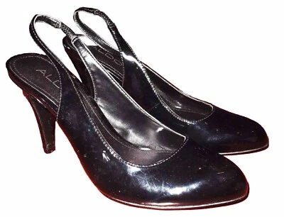 Zapatos de salón ALDO de charol negro con cordones de 4" de alto tacón de aguja talla 36 EU 6 EE. UU. Foto 1 de 4