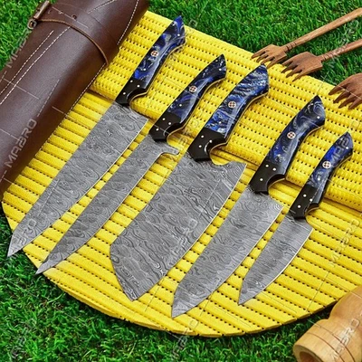 CUSTOM HANDMADE FORGED DAMASCUS STEEL CHEF'S KNIFE KITCHEN KNIFE SET CUTLERY - Bild 1 von 4