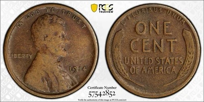 1914-D Lincoln Cent PCGS F12 BN (Key Date) True View Gold Shield - Image 1 of 3