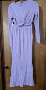 Junior Girls Size M Lavender Purple Wrap Crop Top And Flared Yoga Pants - Picture 1 of 6