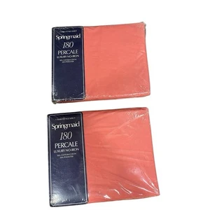 New Vintage Springmaid 180 Percale Twin Flat & Fitted Sheets No Iron Terracotta - Picture 1 of 5