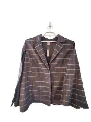 Chicos nwt plush cape size 4 US 20 22 feminine windowpane slate heather gray - Image 1 of 4