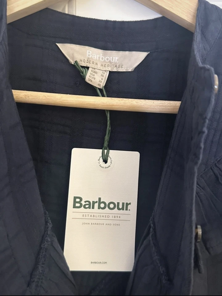 Barbour Fearne Check Ruffle Shirt - Cotton - Navy - Size M- UK 12-14 - Image 1 of 4