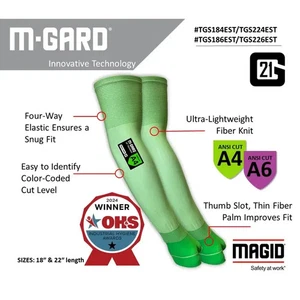Cut-Resistant Sleeves Tgs186est Ansi Cut A6 18" Protection Box Of 24 Pairs (48 ) - Picture 1 of 4