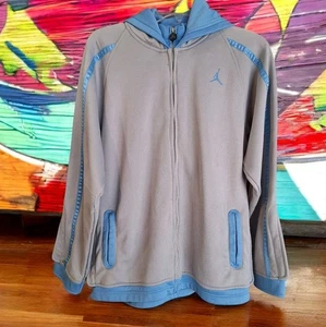Nike Jumpman Jordan Hoodie Full Zip UNC Tarheels grau blau Jugend Large - Bild 1 von 14