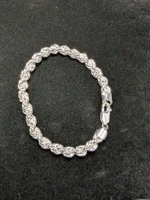 925 Sterling Silver 8” 6.7mm Classic Rope Bracelet - Image 1 of 4