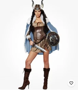 Viking Vixen Warrior Girl Princess Brown Fancy Dress Sz m California Costumes - Picture 1 of 6