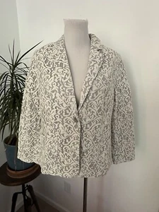 Appleseed’s Petites Blazer Lace Overlay Lined 14P Cream Gray Lining - Picture 1 of 5