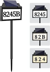 House Numbers Solar Powered LED Address Sign Stake Light for Outside Yard Street