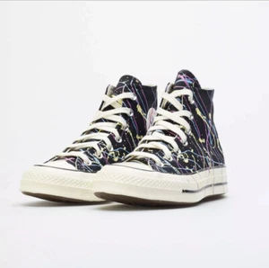New Converse High Black Paint Splatter Retro Sneakers M Sz 8.5 Wm 10.5 (170801C) - Picture 1 of 9