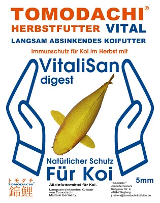 TOMODACHI HERBSTFUTTER VITAL Koifutter Herbst Sinkfutter Koi Gesundheitsfutter Vital antibakteriell 5mm 5kg