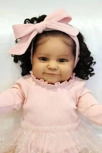 24" Lifelike Reborn Baby Doll Dark African American Brown Skin Toddler Girl Toys - Picture 1 of 8