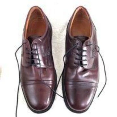Stafford Hombre Cuero Talla 11M Cerezo Marrón Oxfords 5 Agujeros Cierre Corbata Foto 1 de 4