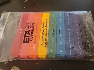 ETA Cuisenaire Fraction Tower Cubes Multicolored Fraction, Decimal, Percent - Picture 1 of 2