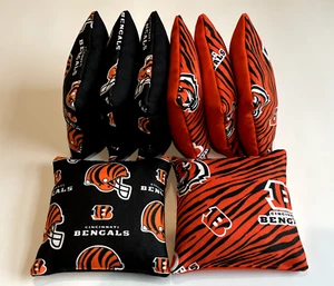 CINCINNATI BENGALS CORNHOLE BEAN BAGS 8 BAG TOSS CORN HOLE GAME - REGULATION - Picture 1 of 1