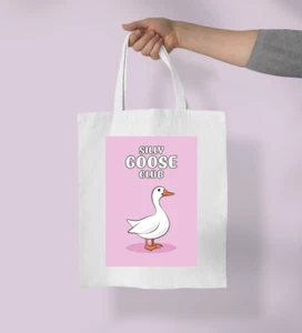 Silly Goose Club Pink Tote Bag – Funny Aesthetic Canvas Tote, Cute Goose Lover - Picture 1 of 6