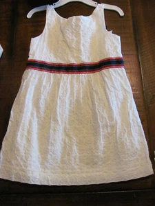 Janie and Jack Natucal White 4th Of JULY dress SZ 4 anchor, red white and blue - Picture 1 of 3