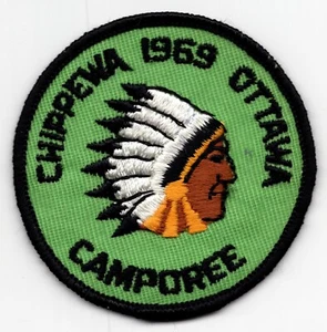 Vintage 1969 Chippewa Ottawa Indian Chief Camporee Boy Scouts Patch - Picture 1 of 3