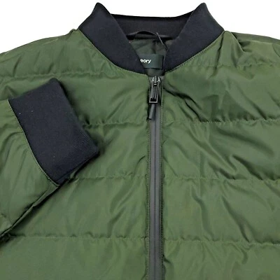 $395 Theory Grove Green Light-Fill Down Treck Bomber Jacket Mens Size Small - Image 1 of 4