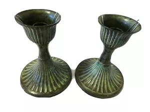 Candelabros de 5 1/2" hechos en la India - Acabado Verdigris sobre latón - para conos de 1" - Imagen 1 de 5