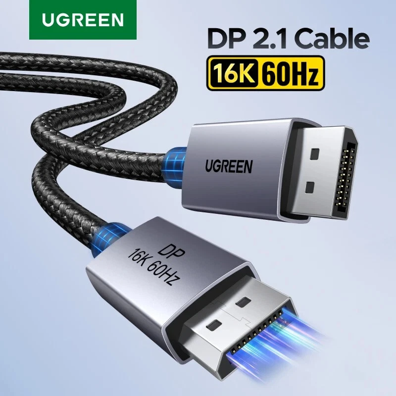 UGREEN DisplayPort Cable DP2.1 16K 60Hz 80Gbps HDR Video Audio For PC TV Monitor - Image 1 of 4