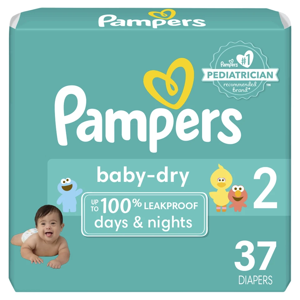 Pampers Baby Dry Size 2 12-18lbs Disposable Diapers up to 12hrs 37 Count