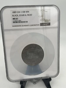 1889 Washington Inauguration Centennial Medal Black, Starr & Frost 50mm NGC MS61 - Picture 1 of 7