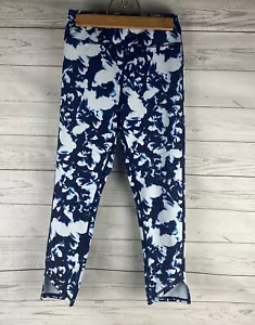 Z by Zella Girls Leggings Medium 8/10 Blue Abstract Floral Cropped Cutout Cuff - Picture 1 of 12
