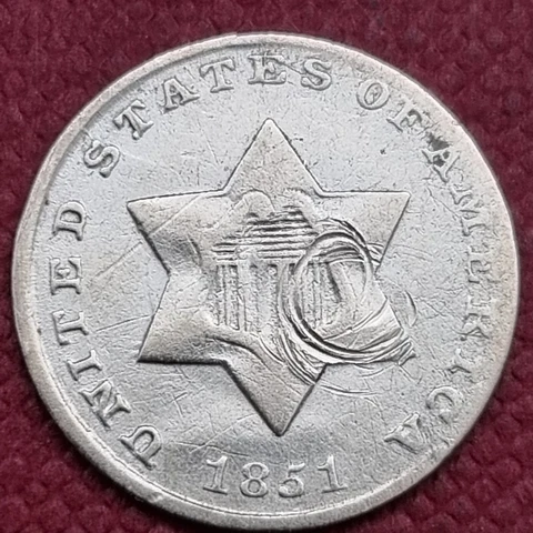 1851 Three Cent Silver Trime 3c Higher Grade XF - AU Details #60414 Cover