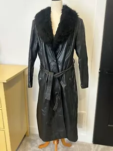 Vintage Echtes Leder durchgehender Echtledermantel Damen schwarz Western Germany - Bild 1 von 15