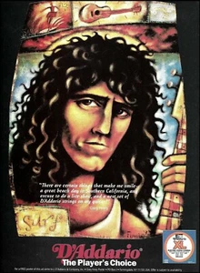 Gary Hoey Illustration 1995 D'Addario XL Gitarrensaiten Werbung 8 x 11 Anzeige - Bild 1 von 3