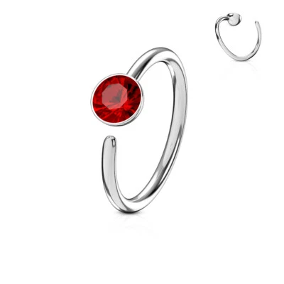  Nose Ring Hoop Cartilage Ring 20 gauge 316L Surgical Steel Bendable CZ Gem  - Image 1 of 2