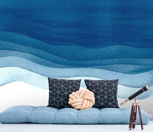 3D Blue Wave 1404NA Wallpaper Wall Murals Wall Paper Wall Print Decal Mural Fay - Picture 1 of 6
