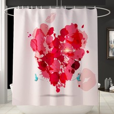 20X(Love Heart Shower Curtains Waterproof Print Protect Privacy Bath Curtai X3E5