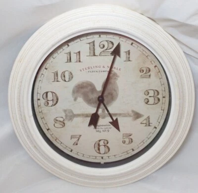 Sterling & Noble Rooster Clock Farmhouse Cottage Rustic Wall Clock Chicken Decor - Image 1 of 4