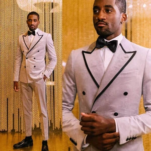 Conjunto de 2 piezas informal de terciopelo para hombre calce ajustado solapa pico formal boda negocios - Imagen 1 de 13