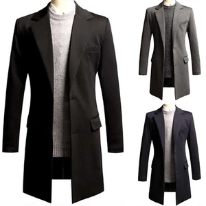 Blazer Giacca Maglione Uomo Alta Qualità Formale Comfort Cappotto Lungo W078 XS-L - Foto 1 di 8