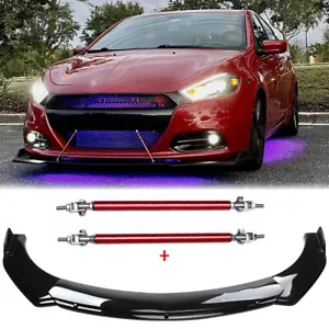 Front Bumper Lip Spoiler Splitter Body Kit + Strut Rods For Dodge Dart 2013-2016 - Imagen 1 de 13