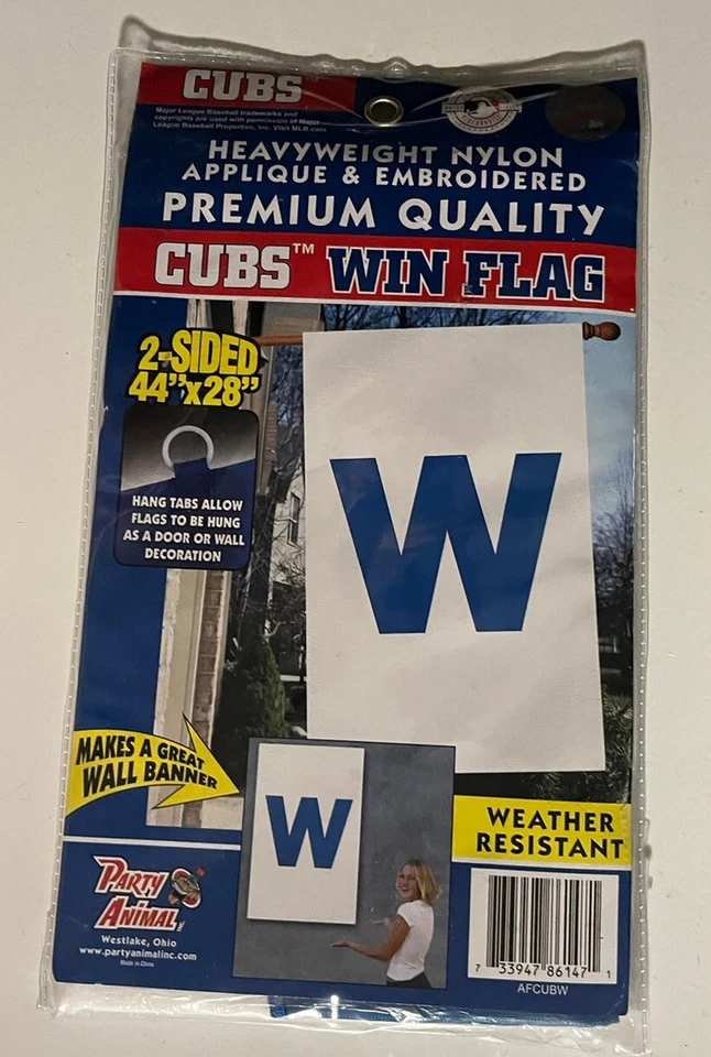 Chicago Cubs "w" 2-sided 28x44 Premium Embroidered Applique Banner Flag Baseball