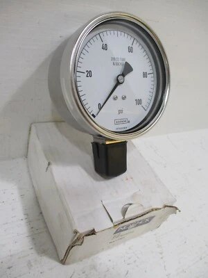 NEW Noshok 40.400 Gauge 100-psi 316 SS Tube & Socket Gauge 1/2" NPT NIB - Image 1 of 4