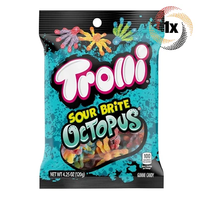 1 件装 Trolli 酸白章鱼柔软咀嚼软糖蠕虫糖果 | 4.25 盎司 — 第 1/2 张图片