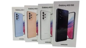 Oryginalne puste pudełko Samsung Galaxy A53 5G - z / bez kabla - Niesamowite czarne / niebieskie - Zdjęcie 1 z 11