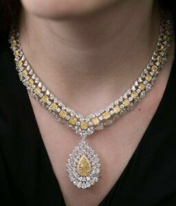 Beautiful Engagement Women's Fine Necklace With Yellow Gold Citrine & Clear CZ