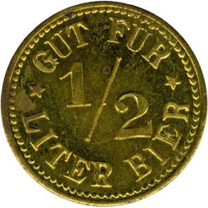 ☆ ☆ ALEMANIA ☆ FICHA DE CERVEZA • 1/2 LITRO • FICHA ANTIGUA ALEMANA ☆ MONEDA JETON ☆C2461 - Imagen 1 de 4