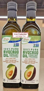 Simply Nature NON-GMO 100% Pure Avocado Oil Expeller Pressed 17fl oz (2 Bottles) - Picture 1 of 2