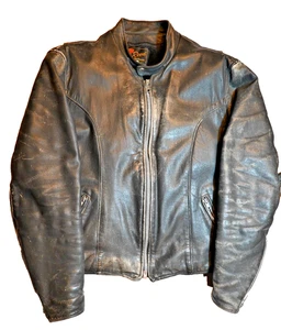 Reed Sportswear Leather Motorcycle Jacket w/Zip Out Liner, XL?, Black, Worn - Bild 1 von 6
